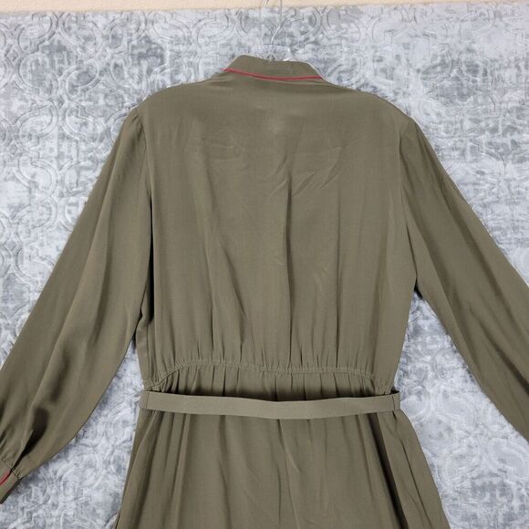 Vintage Nordstrom Dress Women's 16 Beige The Individualist Peasant Silk Belted - Picture 9 of 14